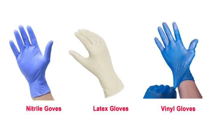 Găng tay cao su Nitrile, Latex và Vinyl có nhiều điểm khác biệt về chất liệu, độ bền, màu sắc, giá thành,… (Nguồn ảnh: Internet)