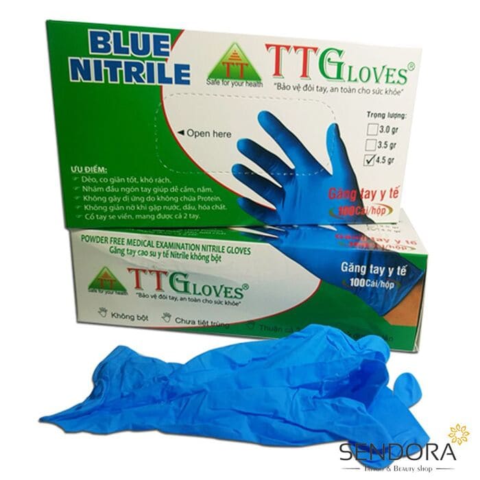 Găng tay cao su không bột Nitrile TTGloves có khả năng co dãn tốt, khó rách. (Nguồn ảnh: Sưu tầm)