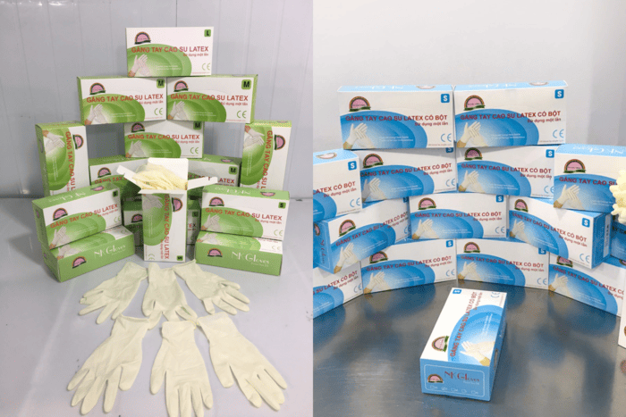 Găng tay Latex có bột và không bột là hai sản phẩm chính của Công ty sản xuất bao tay cao su Sắc Cầu Vồng A (Nguồn ảnh: Công ty TNHH SX TM DV Sắc Cầu Vồng A)