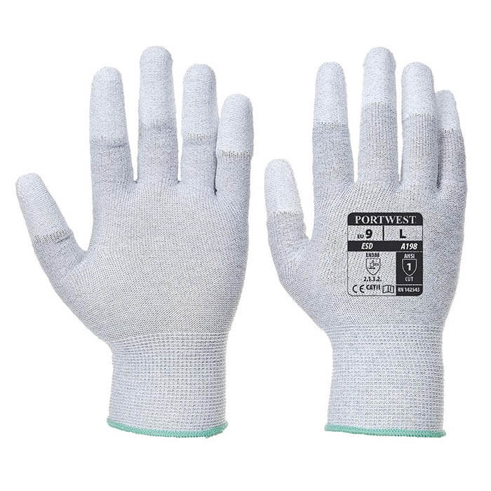 Găng tay phủ PU được làm từ sợi polyester/cotton và phủ PU đầu ngón hoặc phủ lòng bàn tay