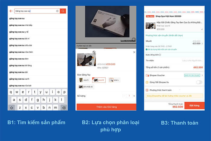 Hướng dẫn cách mua găng tay cao su trên Shopee với 3 bước cực đơn giản (Nguồn ảnh: Sưu tầm)