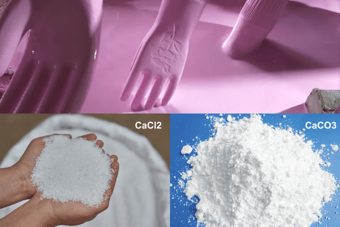 Công đoạn nhúng khuôn gốm qua thuốc đông đặc CaCl2 và CaCO3 trong quy trình sản xuất găng tay cao su sẽ giúp tạo ra một lớp màng mỏng, tạo điều kiện để cao su lỏng bám vào (Nguồn ảnh: Sưu tầm)