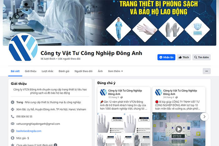 Mua găng tay cao su ở đâu tiện lợi, nhanh chóng? Bạn có thể mua qua mạng xã hội như Facebook để được tư vấn, lựa chọn sản phẩm ưng ý (Nguồn ảnh: Vật tư Công nghiệp Đông Anh)