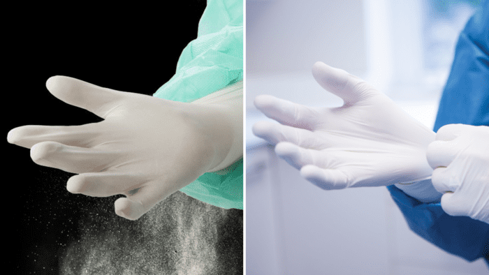 Găng tay y tế loại có và không bột khác nhau cơ bản về lớp phủ trên bề mặt găng tay