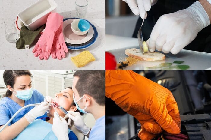 Găng tay cao su được ứng dụng trong nhiều ngành nghề như ẩm thực, nha khoa, công nghiệp điện tử,... (Nguồn ảnh: Sưu tầm)