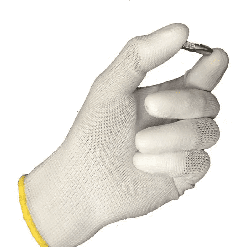 Găng tay PU phủ ngón trắng ứng dụng trong các ngành nghề như điện tử, thi công lắp ráp, xây dựng…