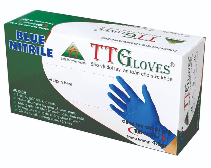 Găng tay y tế loại dài Nitrile TTGloves 30cm nổi bật với chất liệu cao su nhân tạo chống tĩnh điện an toàn khi sử dụng (Nguồn ảnh: Sưu tầm)