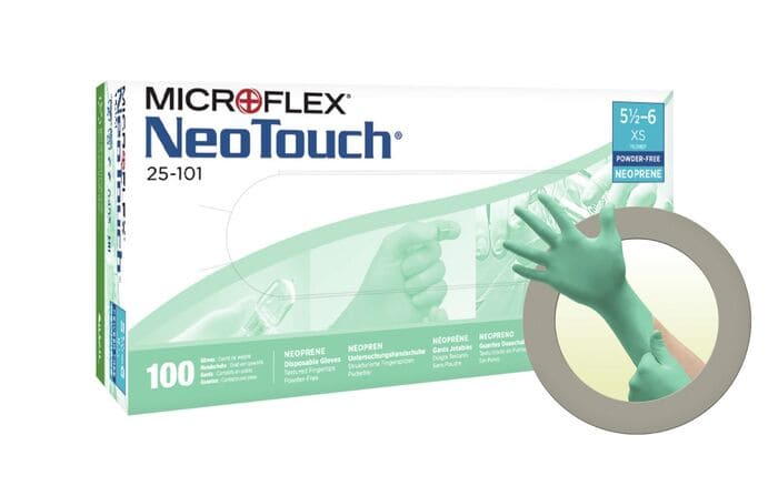 Găng tay Neoprene MICROFLEX 25-201 có màu xanh lá cây đặc trưng (Nguồn ảnh: Sưu tầm)