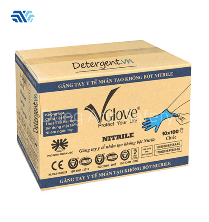 Găng tay Nitrile màu xanh không bột Vglove Khải Hoàn được phủ nhám lòng bàn tay tăng cường khả năng bám dính (Nguồn ảnh: Sưu tầm)