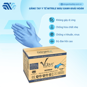 Thùng găng tay y tế Vglove màu xanh không bột Ưu Đãi 12% khi mua từ 2 thùng